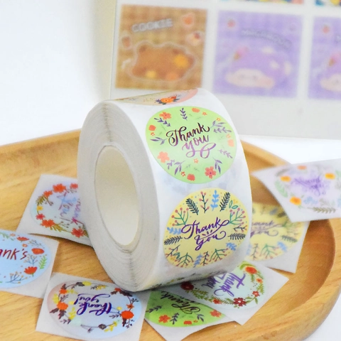 Autocollants Floraux Thank You Étiquettes Autocollantes Rondes En Papier Cuivré Pour Emballage Cadeau Mariage Anniversaire Enveloppe Décor