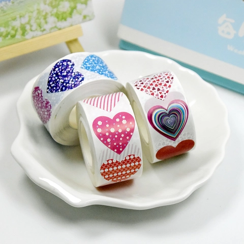 Heart Shaped Adhesive Stickers Labels Decorative For Gift Wrapping Scrapbooking Wedding Valentine DIY Crafts