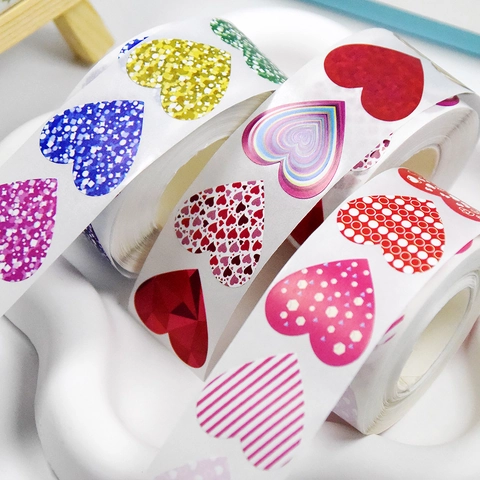 Heart Shaped Adhesive Stickers Labels Decorative For Gift Wrapping Scrapbooking Wedding Valentine DIY Crafts