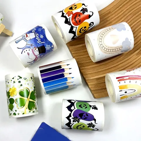 Festive Rolled Bulletin Board Border Stickers Halloween Christmas St Patrick's Day Decoration For Classroom School Office