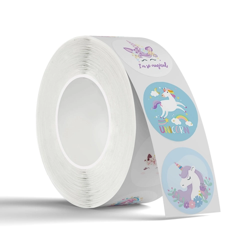 Autocollants De Récompense Licorne Rond Dessin Animé Étiquettes Autocollantes Pour Enfants Bricolage Scrapbooking