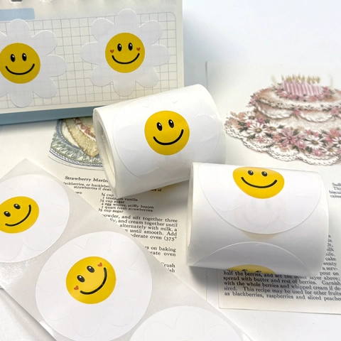 Autocollants Visage Souriant Fleur En Rouleau Adhésifs Pour Scrapbooking DIY Artisanat Décoration De Cadeaux Esthétique