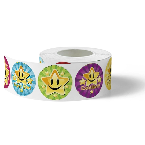 Rotolo di Adesivi Premi Motivazionali per Bambini per Insegnanti Aula Stella Sorridente Etichette Premio Slogan Educativi Adesivi Decorativi