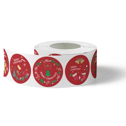 Joyeux Noël Autocollants Ronds Étiquettes De Scellage Auto Adhésives Papier Couché Rouleau Décoratif Pour Cadeaux