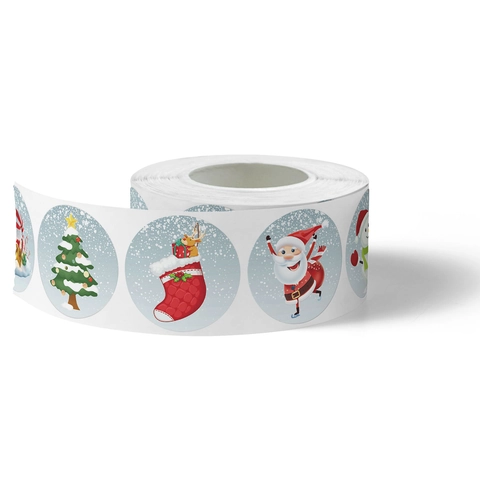 Autocollants Ronds De Noël Étiquettes Scellage Autocollantes Pour Emballage Cadeau Décoration Vacances Dessins Animés