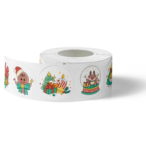 Autocollants De Noël En Rouleau Auto-Adhésifs Motifs De Joyeux Noël Pour Emballage Cadeau Sceaux D'Enveloppe Étiquettes Décoratives