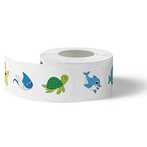 Cartoon Zeewezen Rolstickers Voor Kinderen Leraar Beloningslabels Voor Klaslokaal Oceaanwezen Patroon Stickers