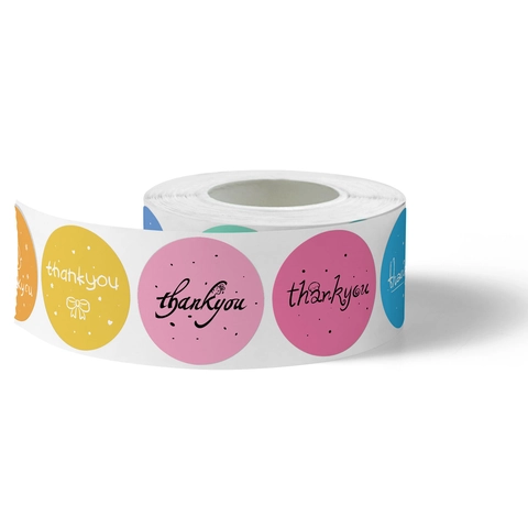 Thank You Stickers Labels Roll Colorful Floral Design For Gift Packaging Envelope Sealing Wedding Birthday Party Decor Copperplate Paper Round Adhesive Labels