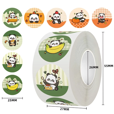 Simpatici Adesivi Premio Panda Cartone Animato Etichette Motivazionali Autoadesive Rotonde Per Bambini Studenti Insegnante Classe Decor
