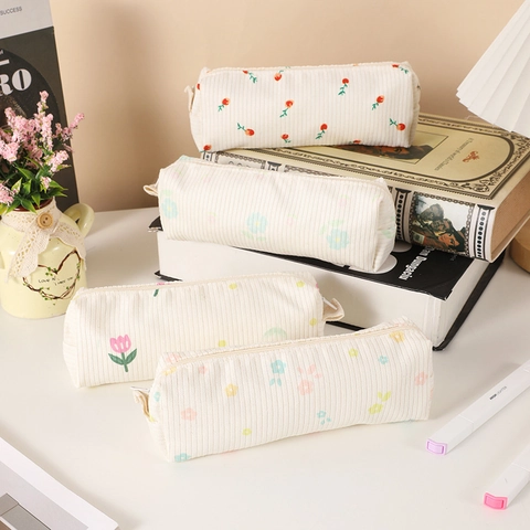 Federmäppchen Cord Blumen Tulpe Große Kapazität Schreibwarentasche Für Schüler Schreibtisch Organizer