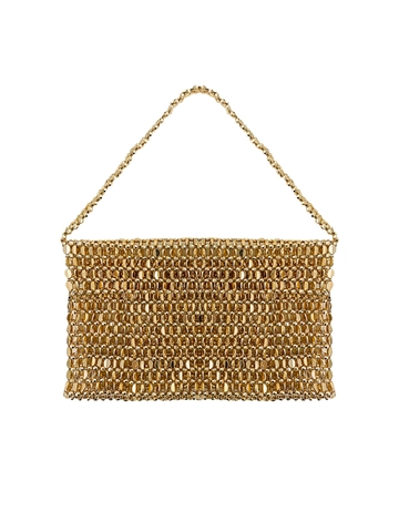 Handmade Woven Metal Sequin Handbag Vintage Chainmail Shoulder Bag Shiny Underarm Tote For Women Party