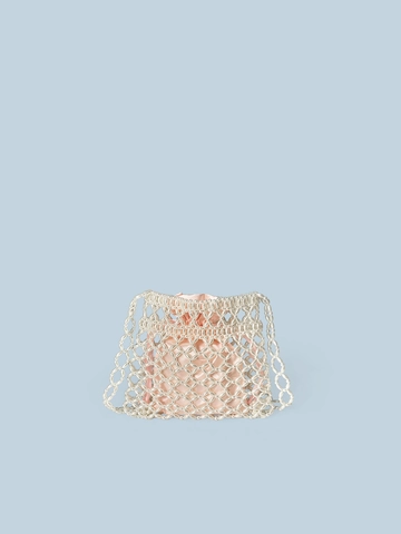 Bolso Bandolera de Abalorios de Perlas Artificiales de Imitación de Acrílico Tejido a Mano Con Bolsa Interior de Satén Rosa Bolso de Hombro para Mujer