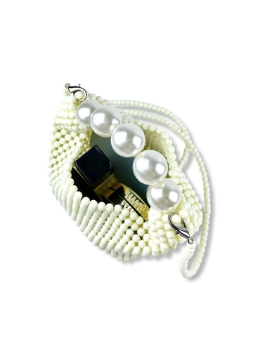 Artificial Pearl Beaded Handbag Hand Woven Faux Artificial Pearl Crossbody Bag For Women Elegant Banquet Party Wedding Mini Tote