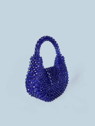 Handmade Acrylic Beaded Handbag Elegant Shiny Faceted Beads Small Woven Tote Bag For Women Vintage