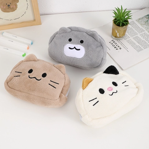 Katten Etui Zacht Pluche Schattige Cartoon Grote Capaciteit Rits Briefpapier Organizer Tas Voor Student School Kantoor