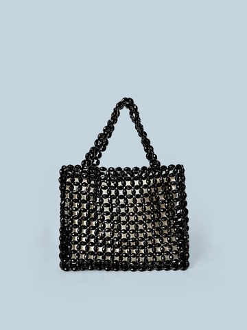 Handgefertigte Perlenhandtasche Acryl Gewebte Tragetasche Retro Schicker Bohemian Stil Elegante Tasche Damen
