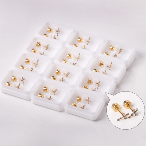 Kreuz Ohrstecker Edelstahl Vergoldet Zirkonia Kristall Schraubverschluss Trendiger Schmuck
