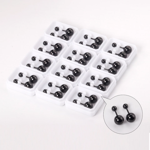 Orecchini A Lobo Con Sfera Rotonda In Acciaio Inossidabile Neri Barbell Chiusura A Vite Gioielli Piercing Minimalisti Donna