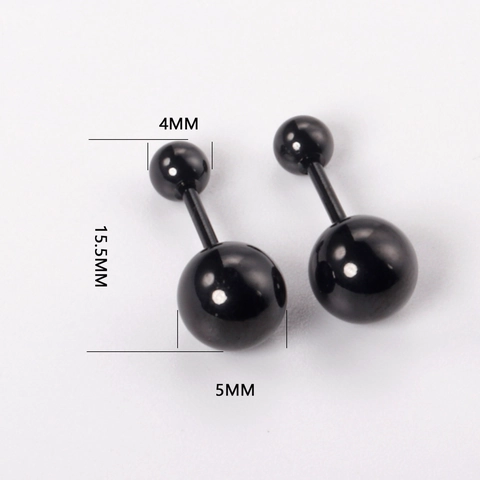 Orecchini A Lobo Con Sfera Rotonda In Acciaio Inossidabile Neri Barbell Chiusura A Vite Gioielli Piercing Minimalisti Donna