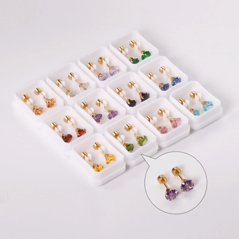 Roestvrijstalen Oorknopjes Ronde Cubic Zirconia Vier Klauwen Schroefsluiting Twist Hypoallergeen Mode Sieraden Vrouwen