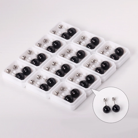 Orecchini A Lobo Tondi Minimalisti Acciaio Inossidabile Nero Perla Artificial Sintetica Chiusura A Vite Antiallergici Geometrici Per Donne Uomini