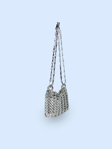 Handmade Metal Chainmail Sequin Crossbody Bag Industrial Style Shiny Shoulder Pouch For Women