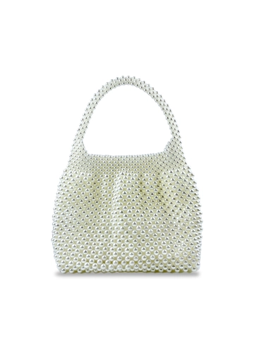 Elegant Imitation Artificial Pearl Woven Handbag French Vintage Beaded Evening Bag For Wedding Banquet Party Niche Design Tote