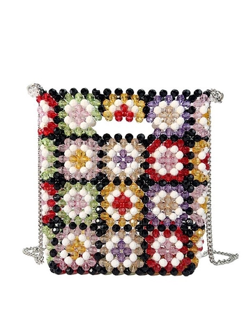 Borsa A Tracolla Di Perline Fatta A Mano Motivo Floreale Acrilico Vintage Bohemienne Borsa Da Vacanza