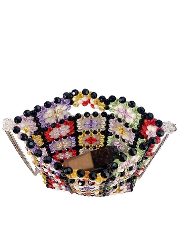 Borsa A Tracolla Di Perline Fatta A Mano Motivo Floreale Acrilico Vintage Bohemienne Borsa Da Vacanza
