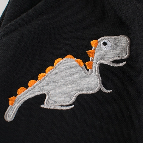 Kinder Jungen Fleecegefütterte Jogginghose Dinosaurier Stickerei 3D-Zacken Baumwollmischung Winter Warme Freizeithose