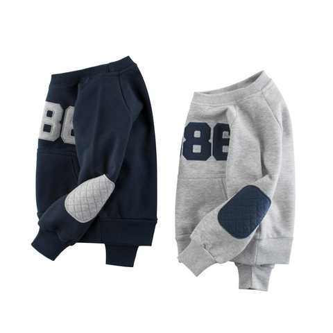 Kids Boys Girls Casual Cotton Blend Fleece Lined Pullover Sweatshirt Long Sleeve Raglan Top With Quilted Elbow Patches