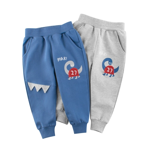 Boys Casual Cotton Joggers Cartoon Dinosaur Print Sweatpants With Elastic Waist For Kids Sporty Comfortable Trousers