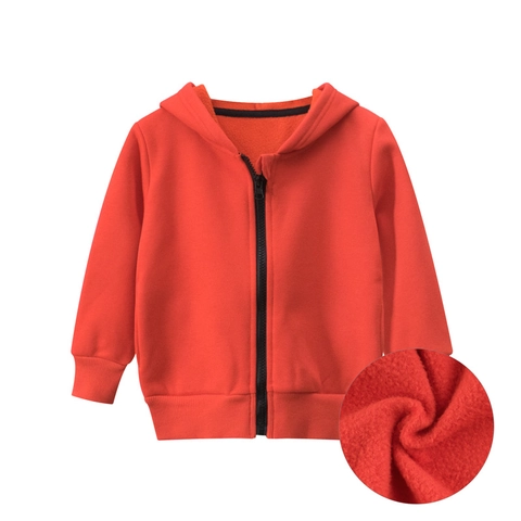 Kids Zip Up Hoodie Fleece Lined Warm Sweatshirt Cotton Blend Solid Color Hooded Jacket For Boys Girls Casual Winter Outerwear