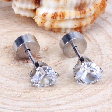 Boucles D'oreilles Puces Coeur Zirconium Cubique Tige En Acier Inoxydable Chic Bijoux Minimalistes Pour Femmes Antiallergique