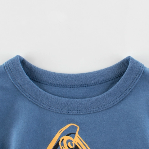 Jungen Kurzarm T-Shirt Baumwolle Mit Baggerdruck Und Caution Text Rundhalsausschnitt Lässiges Sommer Top
