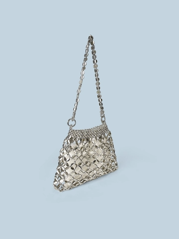Borsa a Tracolla da Donna Intrecciata con Paillettes e Perline Fatta a Mano Retrò con Tasca Interna Borsa da Sera