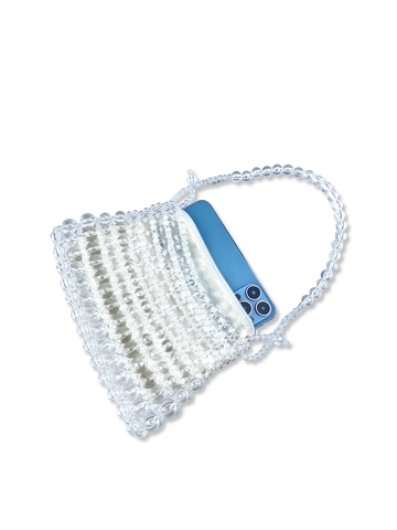 Transparente Acryl Perlen Handtasche Handgewebte Klare Tasche Mit Innentasche Hochzeit Party Schultertasche Für Damen