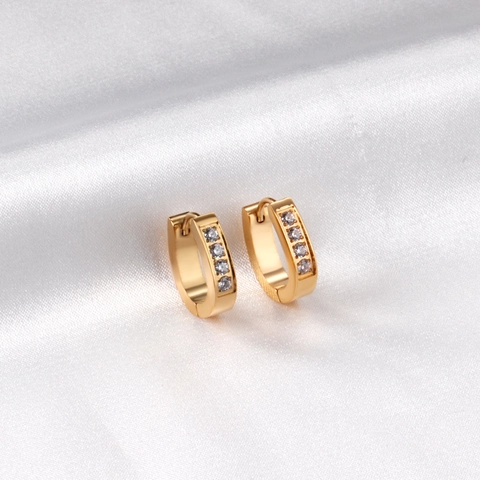 Roestvrijstalen Huggie Oorbellen Met Duidelijke Zirkoon Ovalen U-Vorm Minimalistische Mode-Sieraden