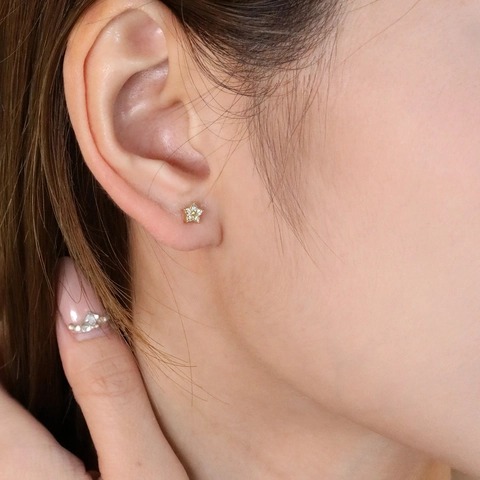 Orecchini A Lobo Stella Acciaio Inossidabile Placcato Oro Zircone Intarsiato Gioielli Minimalisti Per Donne Ragazze