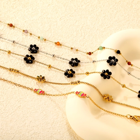 Stainless Steel Flower Candy Charm Bracelet Sweet Fresh Niche Design Hand Jewelry For Women