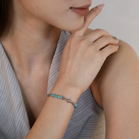 Bracciale Di Perline Acciaio Inossidabile Pietra Naturale Perline Blu Sfaccettate Regolabile Gioielli Minimalisti Per Uomo Donna