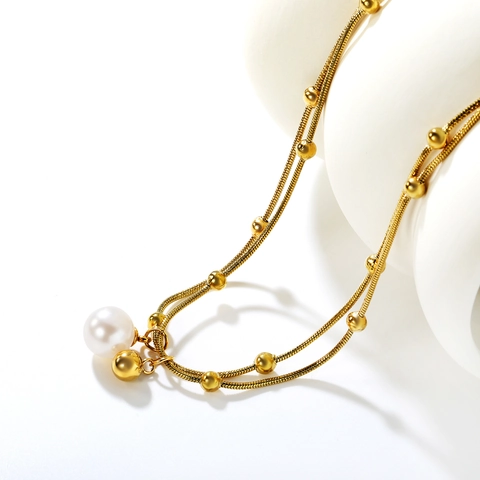 Collana In Acciaio Inossidabile Per Donna Con Ciondolo A Croce In Pietra Preziosa Perla Artificial Geometrica Gioielli Vintage Lusso