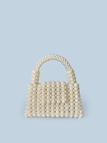 Borsa a Mano in Künstliche Perle Finte Fatta a Mano Elegante Bianca con Perline Borsa da Sera per Donna Matrimonio Festa Lusso Piccola Borsa