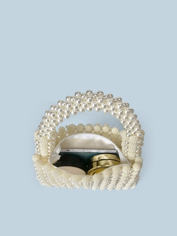 Borsa a Mano in Künstliche Perle Finte Fatta a Mano Elegante Bianca con Perline Borsa da Sera per Donna Matrimonio Festa Lusso Piccola Borsa
