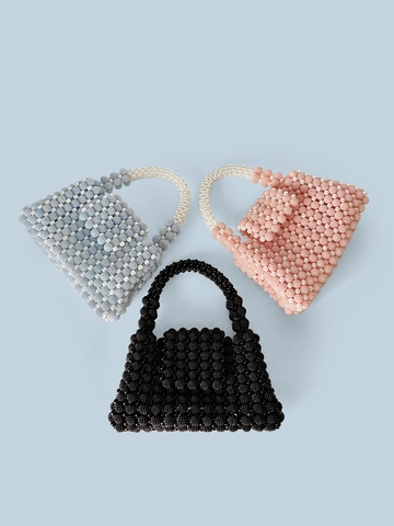 Handgefertigte Perlenhandtasche Acryl Vintage Stil Top Handle Tasche Abendtasche Für Damen Mode Accessoire