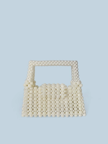 Handgefertigte Künstliche Perlenhandtasche Gewebte Kunstperlen Tasche Vintage Elegant Abendparty Hochzeit Rechteckige Handtasche Damen