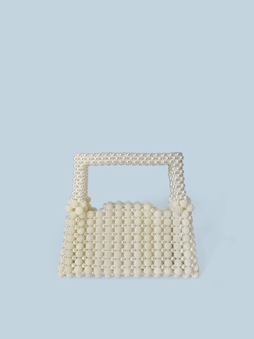 Handgefertigte Künstliche Perlenhandtasche Gewebte Kunstperlen Tasche Vintage Elegant Abendparty Hochzeit Rechteckige Handtasche Damen