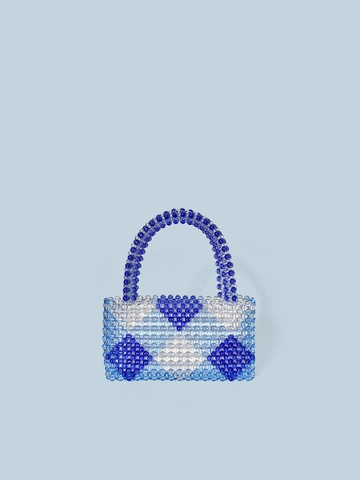 Handmade Beaded Handbag Women Acrylic Woven Geometric Pattern Small Square Tote Bag Summer Fashion Accessories