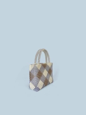 Borsa A Mano In Perline Fatta A Mano Acrilico Motivo Diamante Retro Tote Bag Per Donna Estate Vacanze Accessorio Festa
