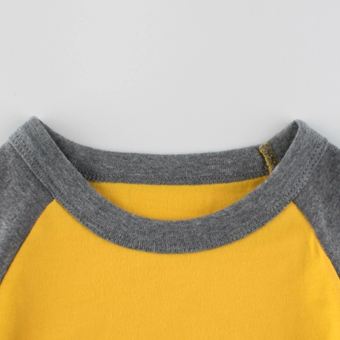 Kids Cotton Raglan Long Sleeve T-Shirt 100% Cotton Contrast Color Block Pullover Top For Toddlers Boys Girls